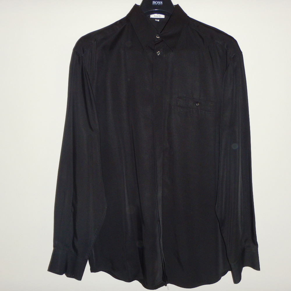 Black Satine Finish Zanella Dress Shirt